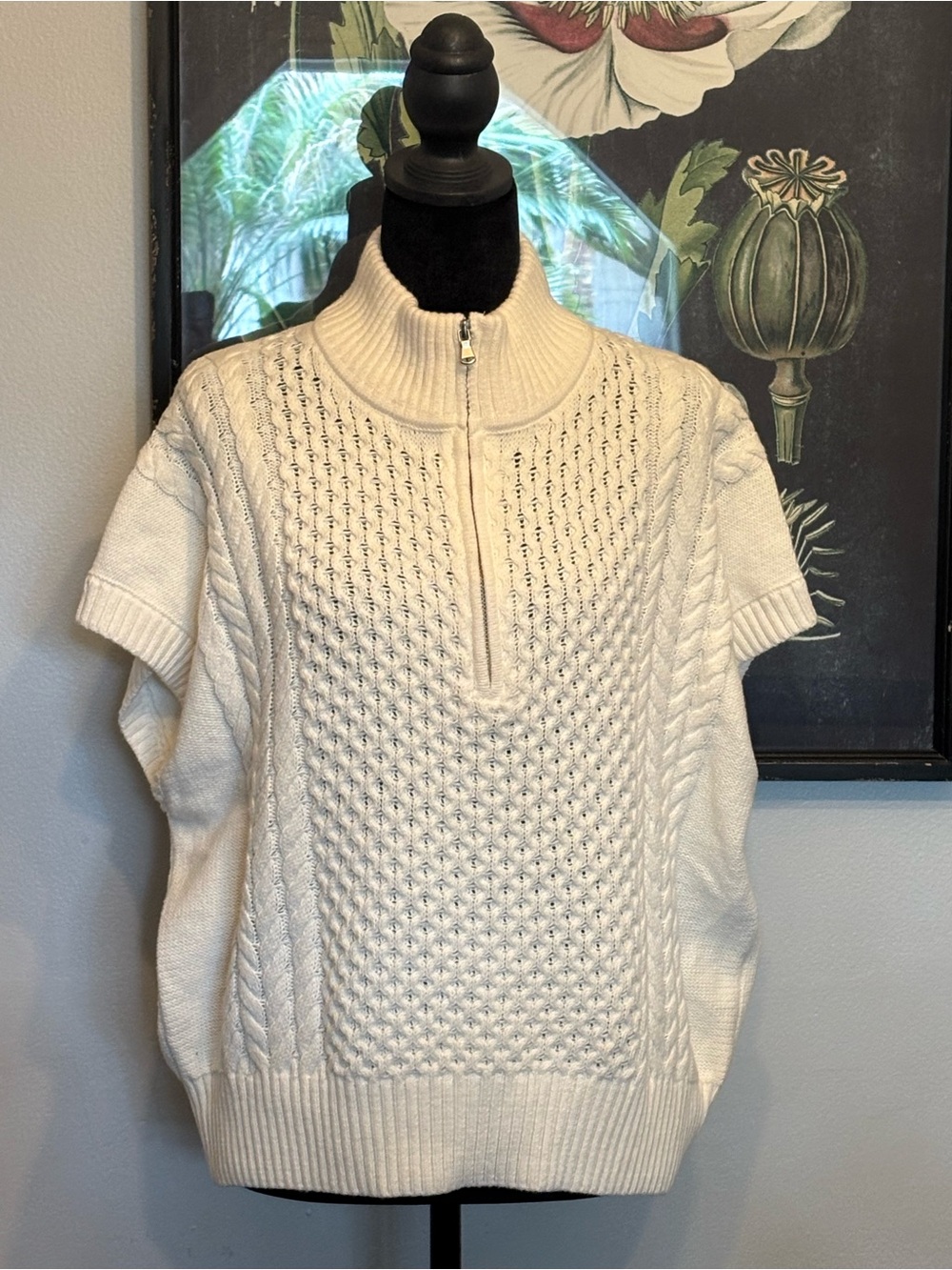 Loft - Women's Half-Zip Cable Knit Sweater Size Large